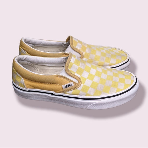 Vans Shoes - Vans yellow white checkered skate shoes EUC 6